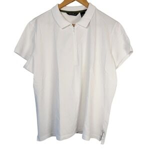 Eddie Bauer Womens White Short Sleeve Zip Polo Shirt Size XXL
